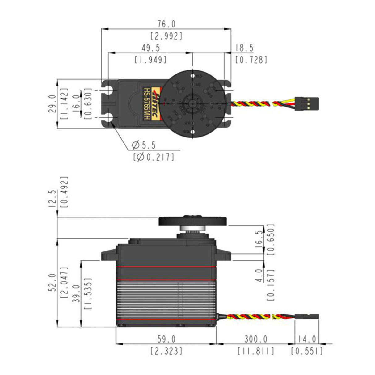 HS-5765MH Giant Digital Cored Servo 172.3g 25kg/0.13s 6.0V - 7.4V