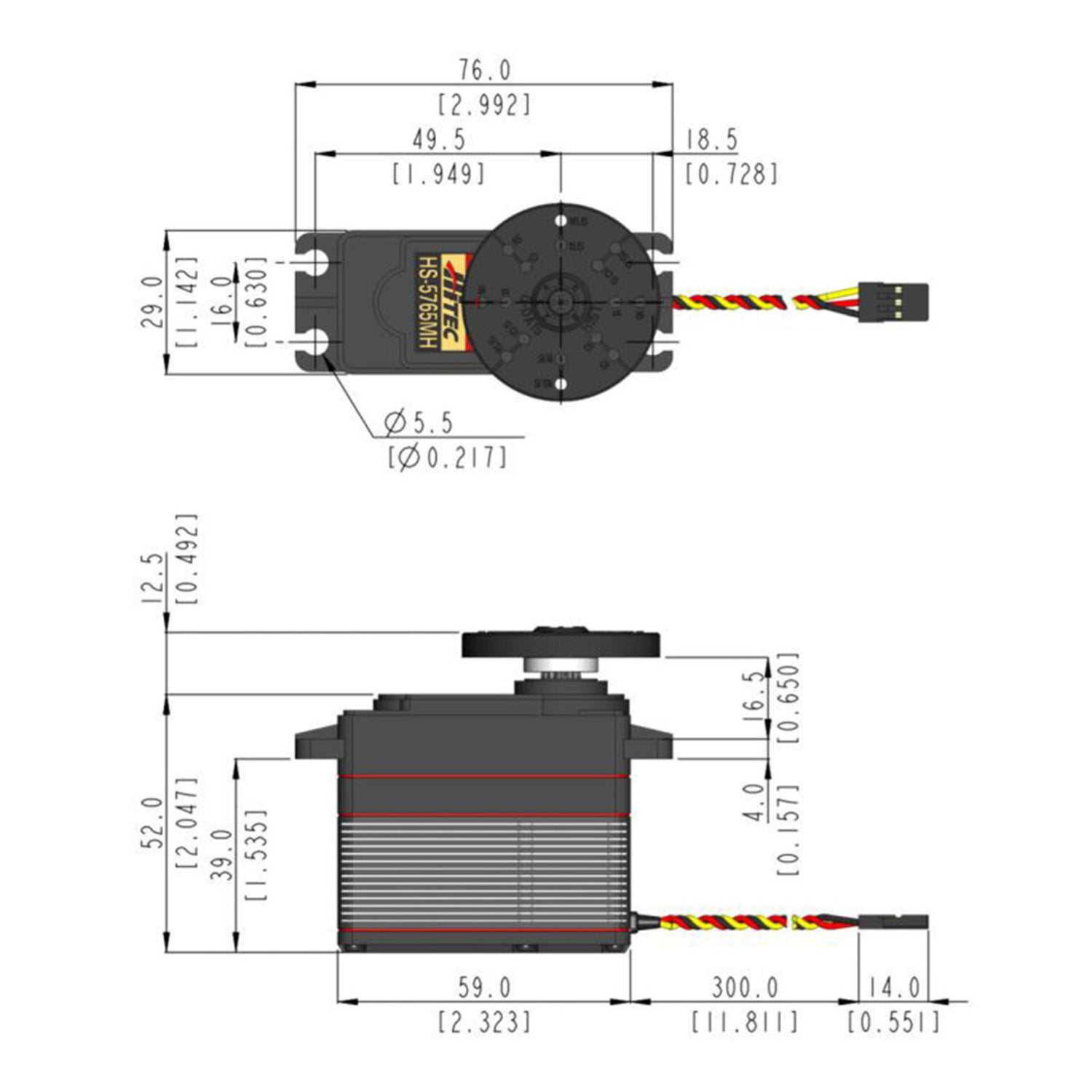 HS-5765MH Giant Digital Cored Servo 172.3g 25kg/0.13s 6.0V - 7.4V