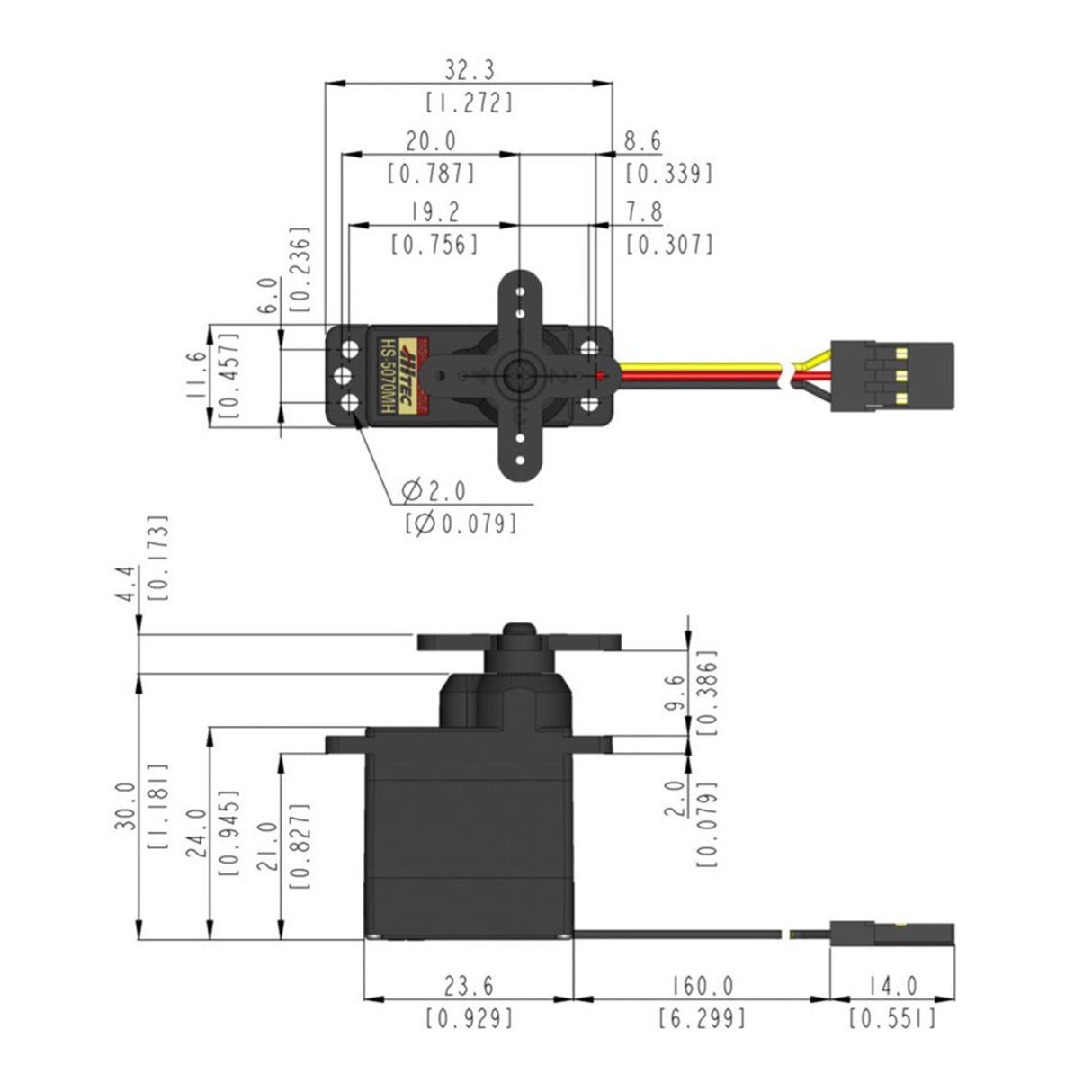 HS-5070MH Ultra Micro Digital Cored Servo 14.2g 3.7kg/0.12s 6.0V - 7.4V