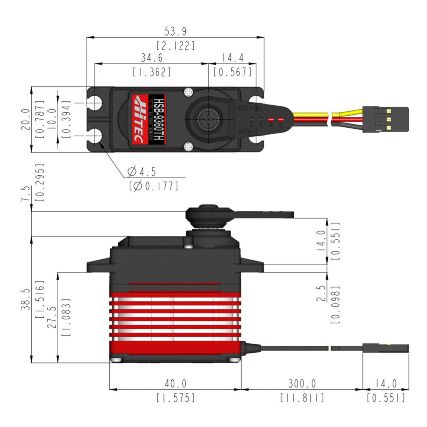 HSB-9360TH Standard Digital Brushless Servo 68g 17kg/0.06s 6.0V - 7.4V