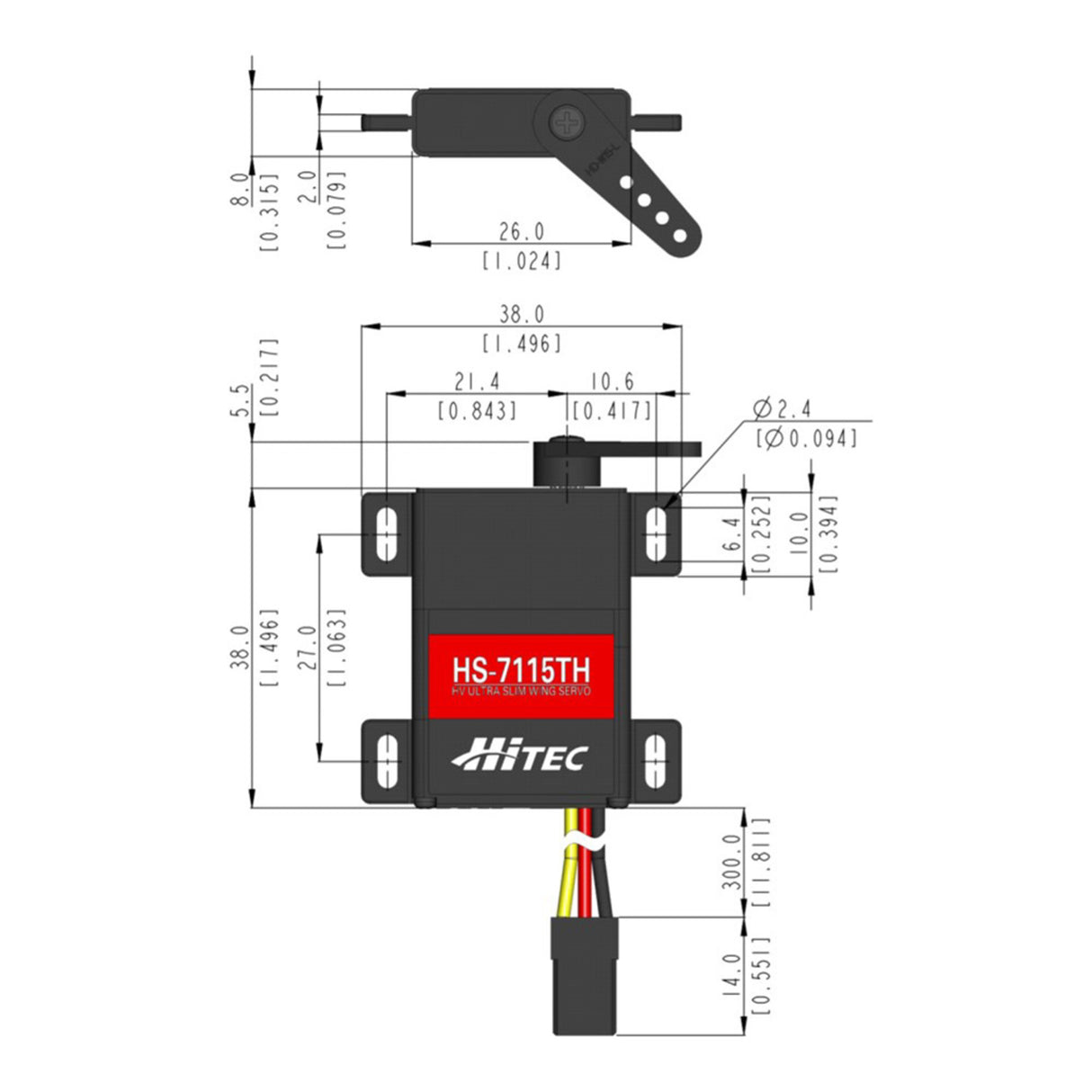 HS-7115TH Slim Wing Digital Cored Servo 20g 3.60kg/0.10s 6.0V - 7.4V
