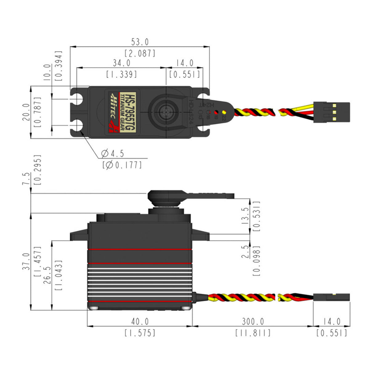 HS-7955TG Standard Digital Coreless Servo 65g 24kg/0.15s 4.8V - 6.0V