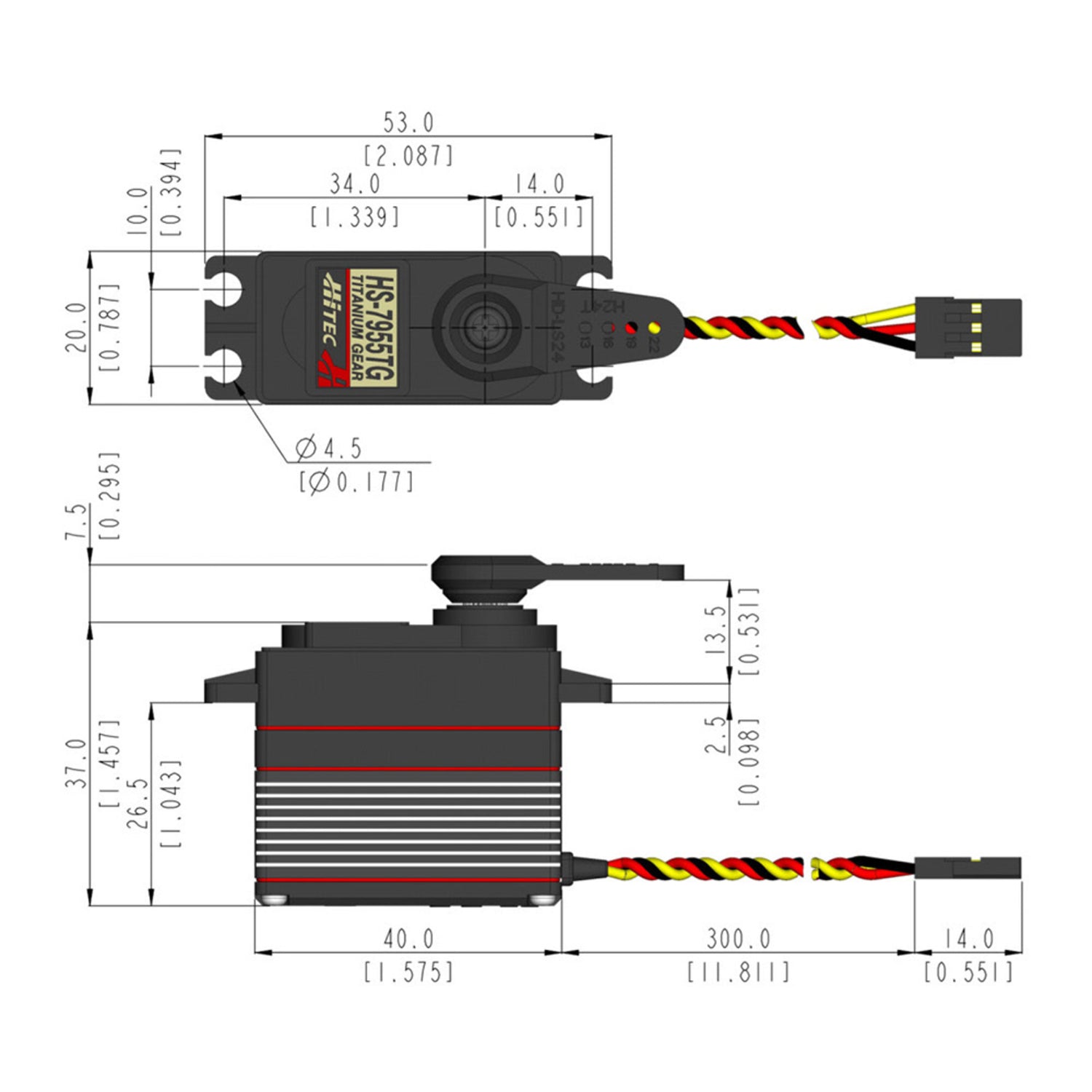 HS-7955TG Standard Digital Coreless Servo 65g 24kg/0.15s 4.8V - 6.0V