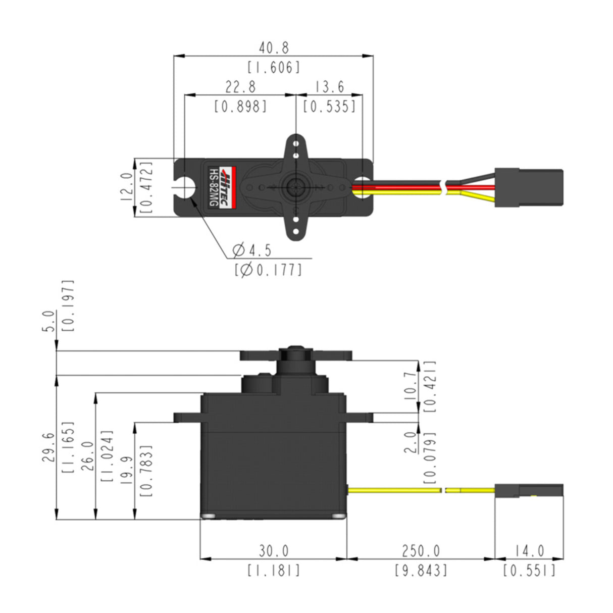 HS-82MG Micro Analogue Cored Servo 19g 3.4kg/0.1s 4.8V - 6.0V