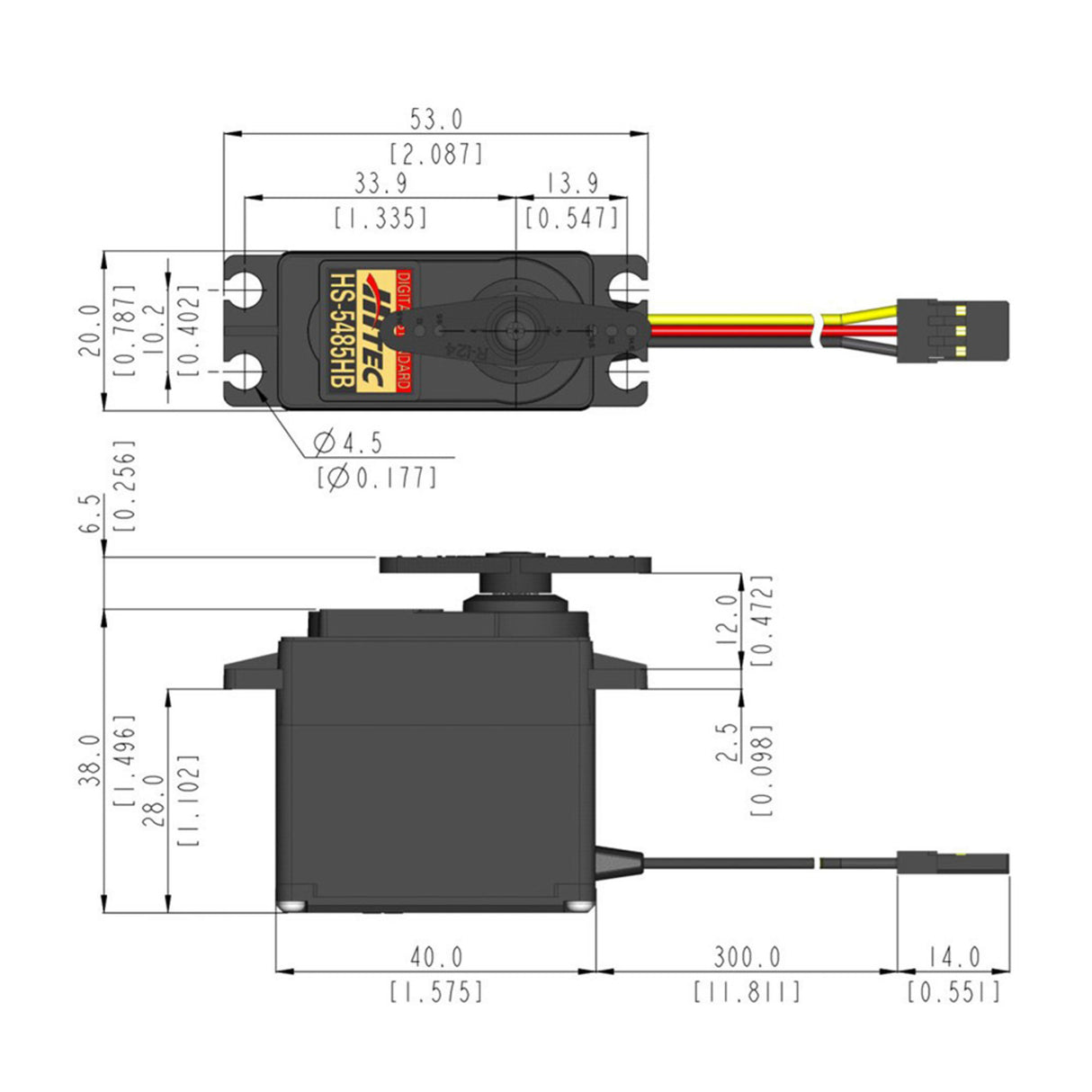 HS-5485HB Standard Digital Cored Servo 45g 6.4kg/0.17s 4.8V - 6.0V