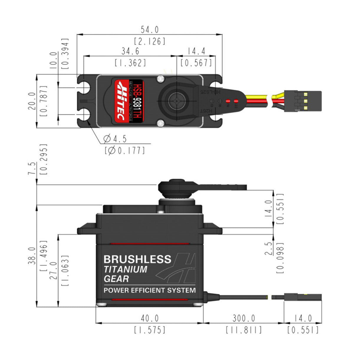 HSB-9381TH Standard Digital Brushless Servo 72g 34kg/0.14s 6.0V - 7.4V