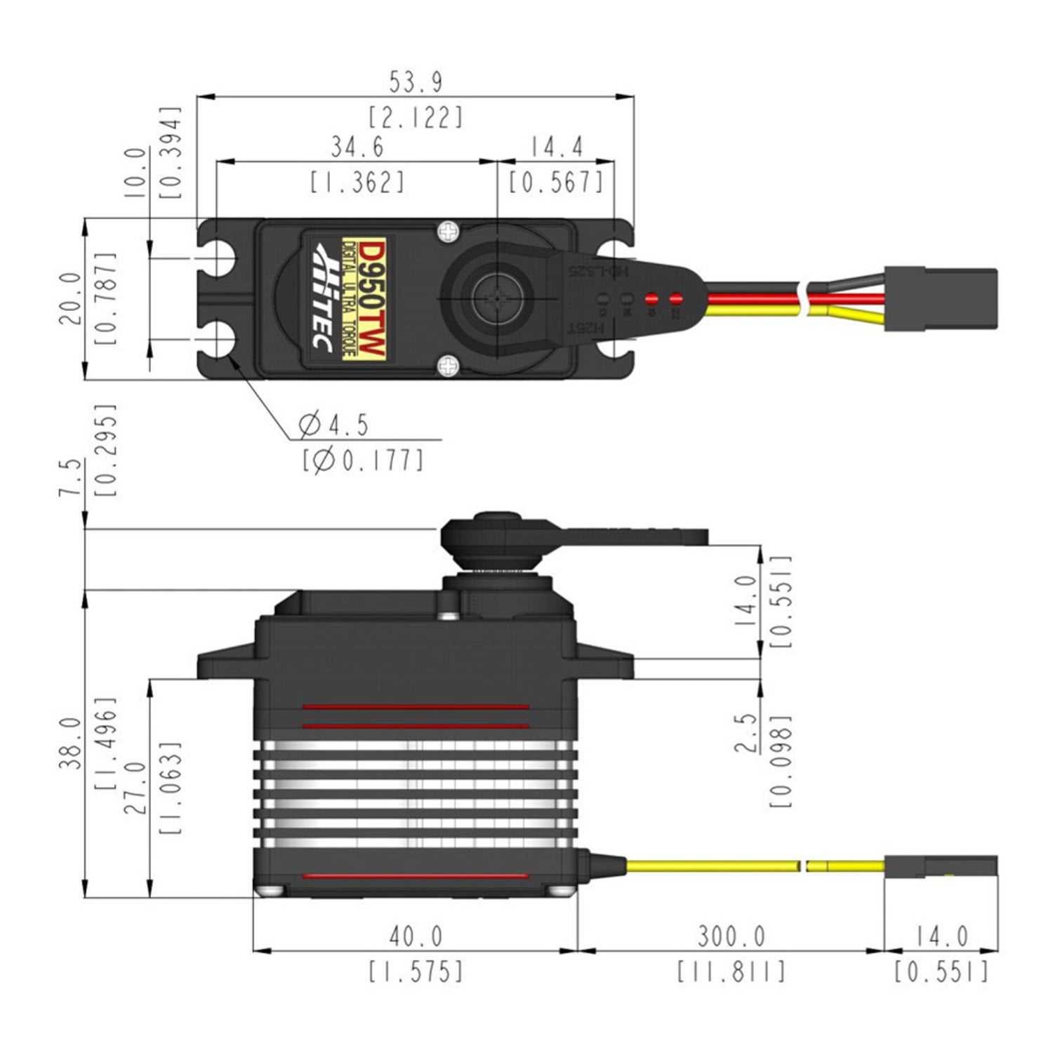 D950TW Standard Digital Coreless Servo 68g 35kg/0.14s 4.8V - 7.4V