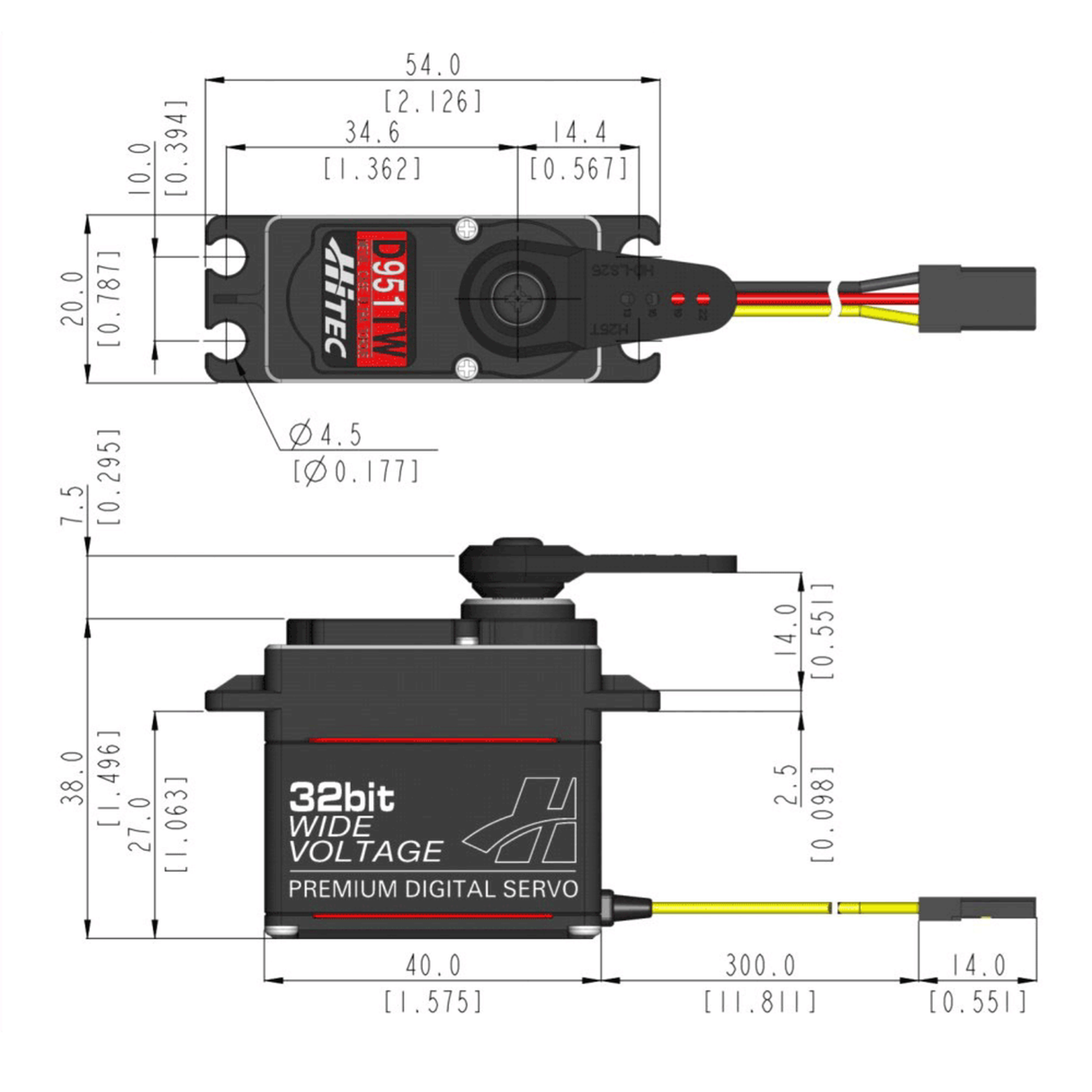 D951TW Standard Digital Coreless Servo 68g 35kg/0.14s 4.8V - 7.4V