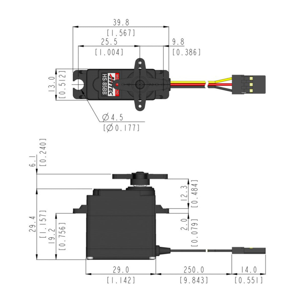 HS-85BB Micro Analogue Cored Servo 19.2g 3.5kg/0.14s 4.8V - 6.0V