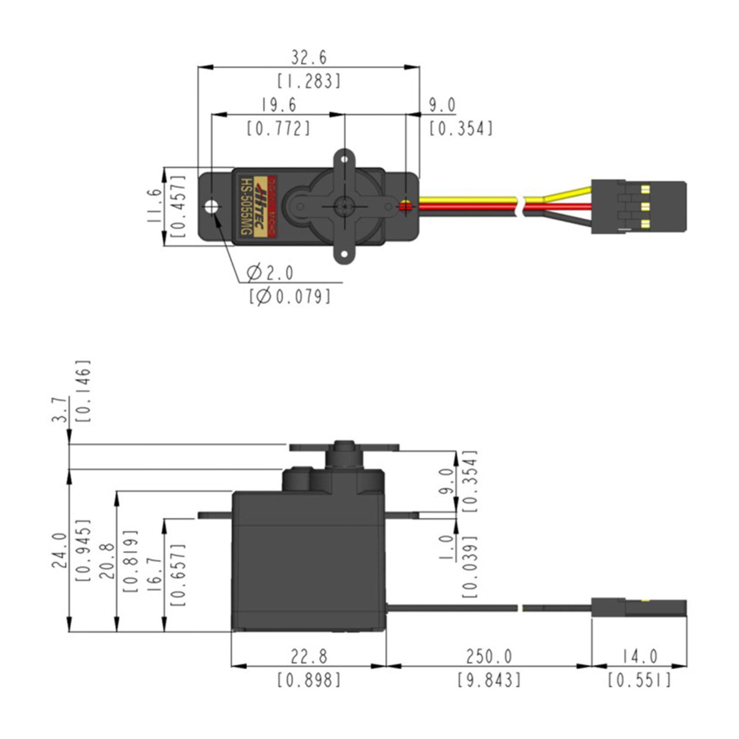 HS-5055MG Ultra Micro Digital Cored Servo 9.5g 1.6kg/0.17s 4.8V - 6.0V