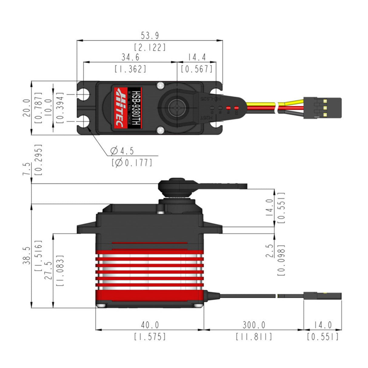 HSB-9380TH Standard Digital Brushless Servo 68g 34kg/0.14s 6.0V - 7.4V