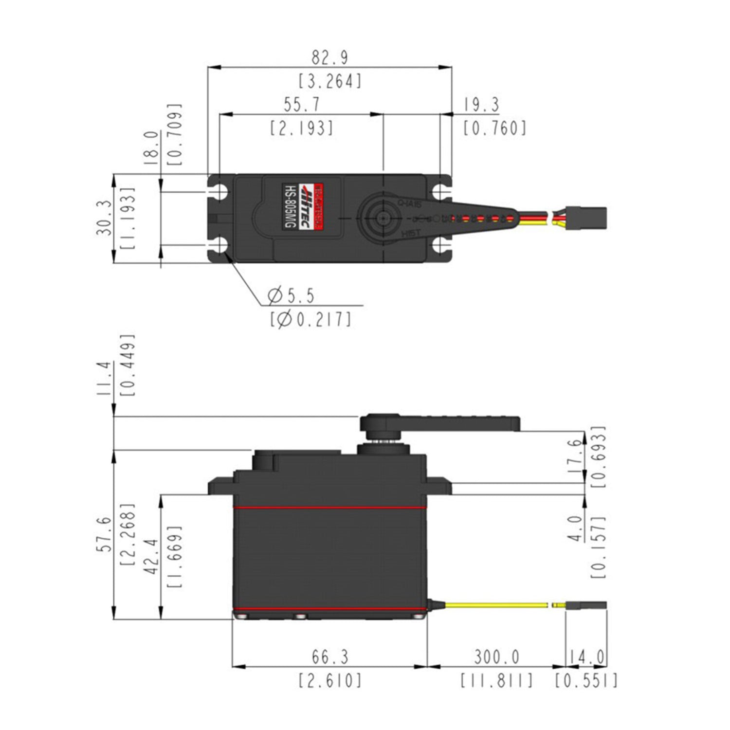HS-805MG Giant Analogue Cored Servo 197g 24.7kg/0.18s 4.8V - 6.0V