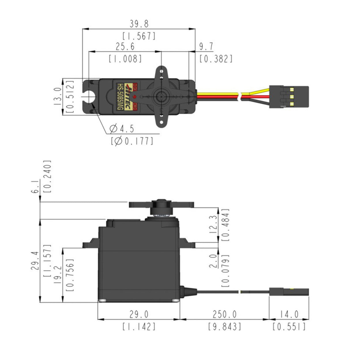 HS-5085MG Micro Digital Cored Servo 21.9g 4.3kg/0.13s 4.8V - 6.0V