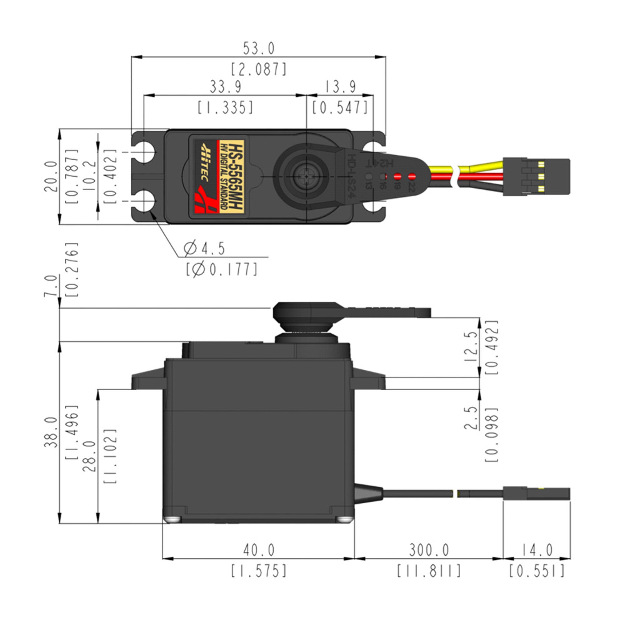 Hitec.uk - HS-5565MH Standard Digital Coreless Servo 60g 14kg/0.09