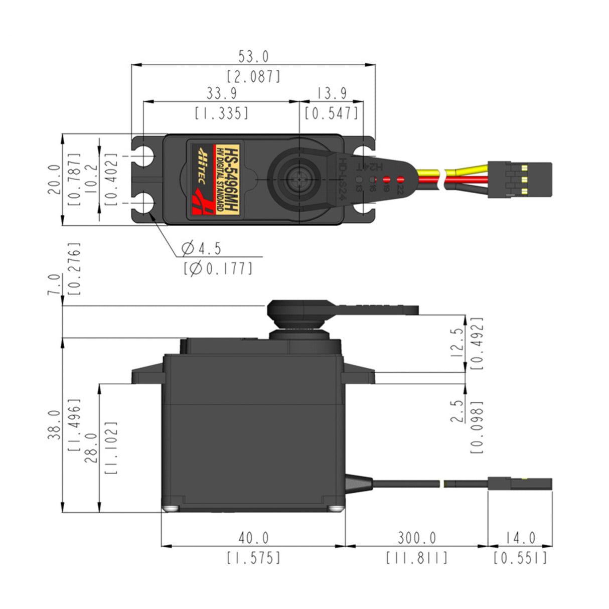 HS-5496MH Standard Digital Cored Servo 52g 7.5kg/0.15s 6.0V - 7.4V