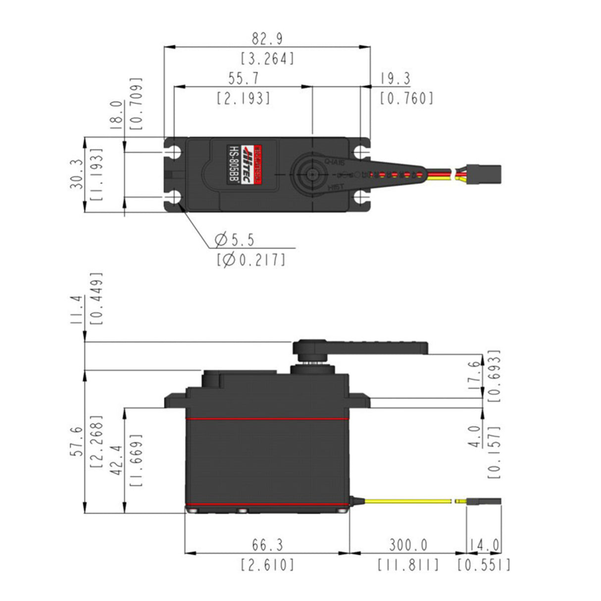 HS-805BB Giant Analogue Cored Servo 152g 24.7kg/0.14s 4.8V - 6.0V