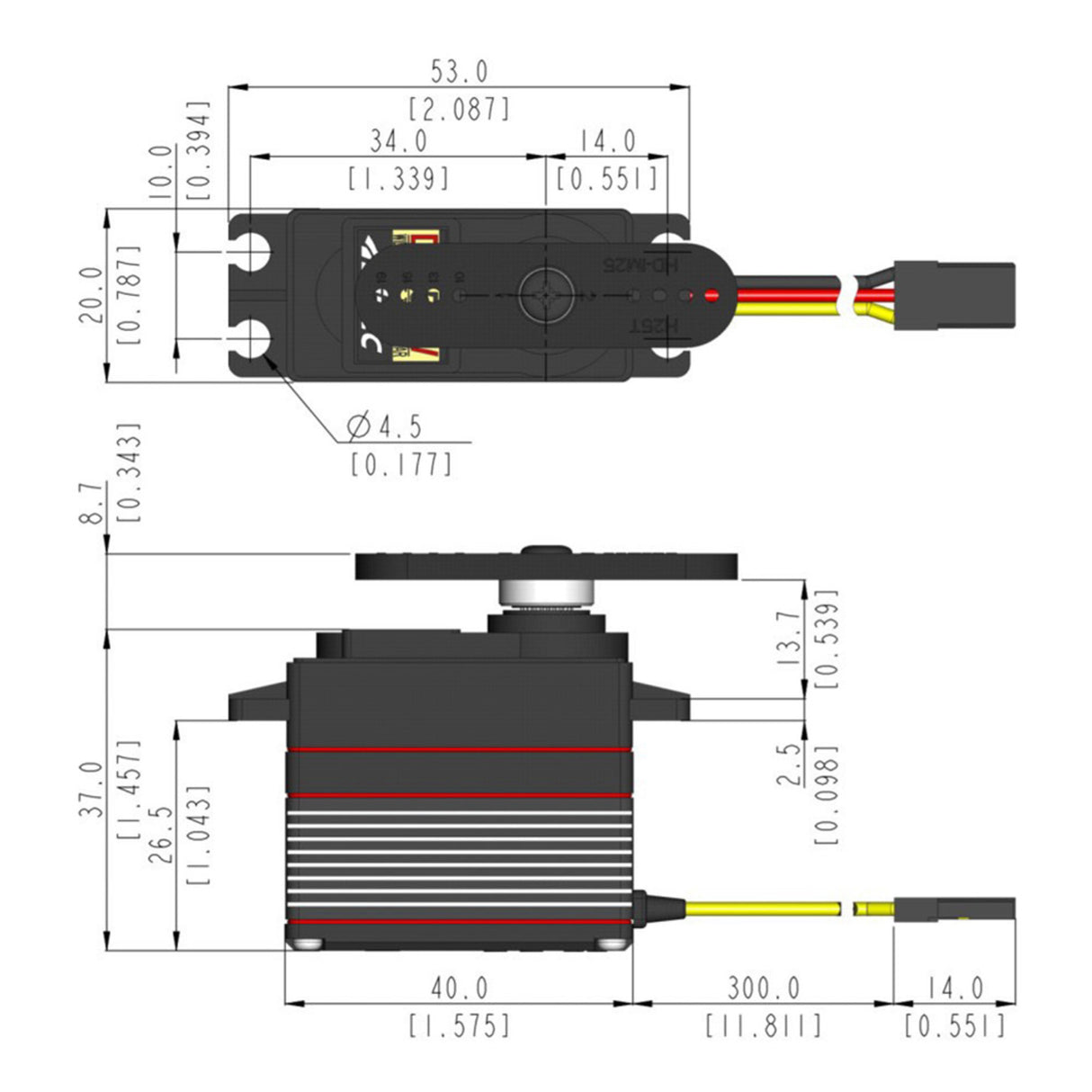 D955TW Standard Digital Coreless Servo 66g 29kg/0.12s 4.8V - 7.4V