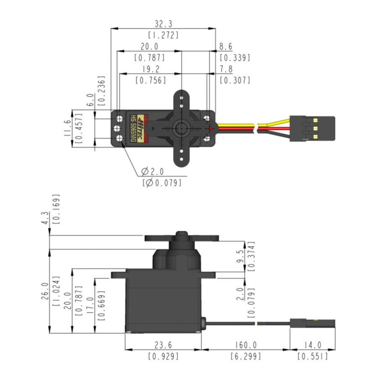 HS-5065MG Ultra Micro Digital Cored Servo 11.9g 2.2kg/0.11s 4.8V - 6.0V