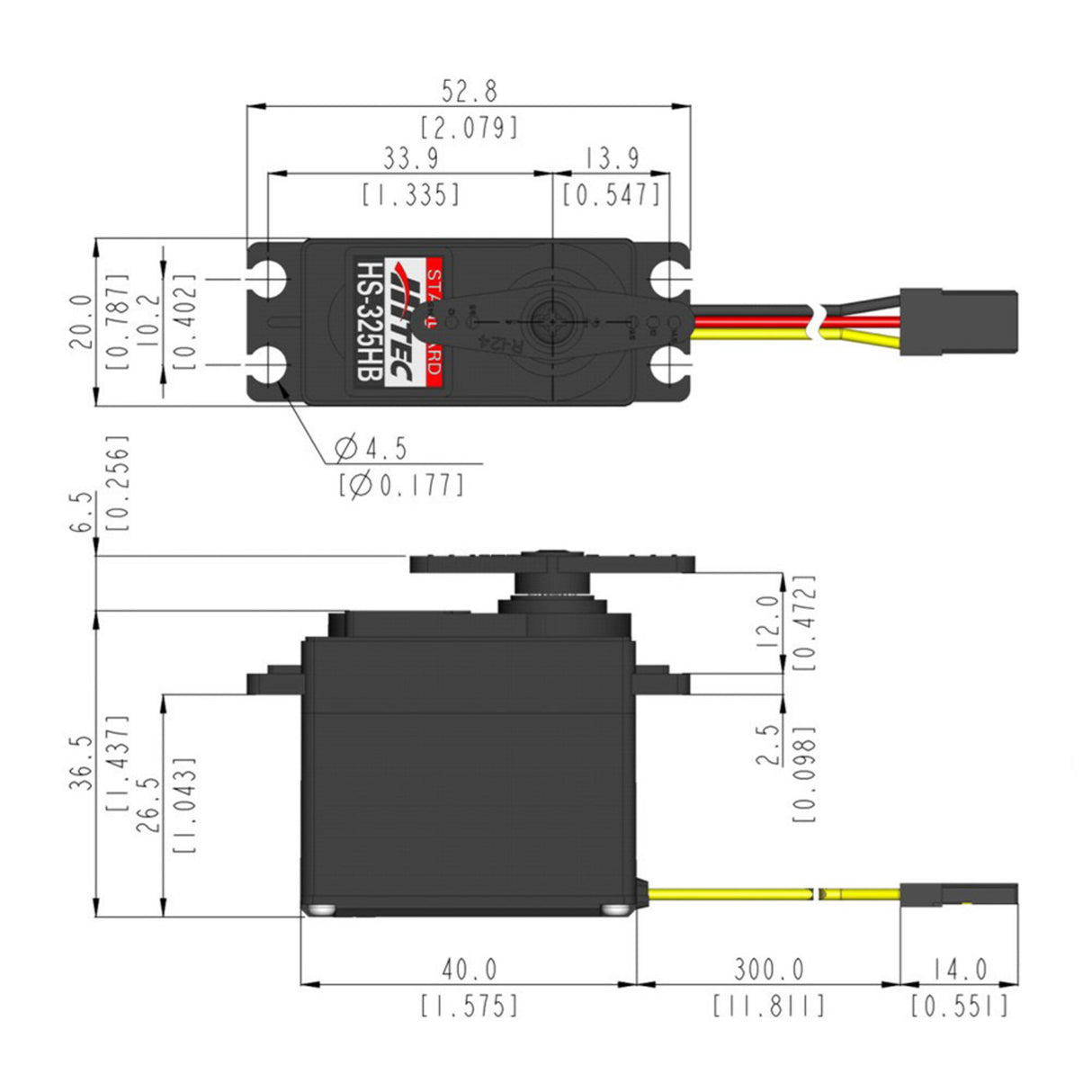 HS-325HB Standard Analogue Cored Servo 42.81g 3.7kg/0.15s