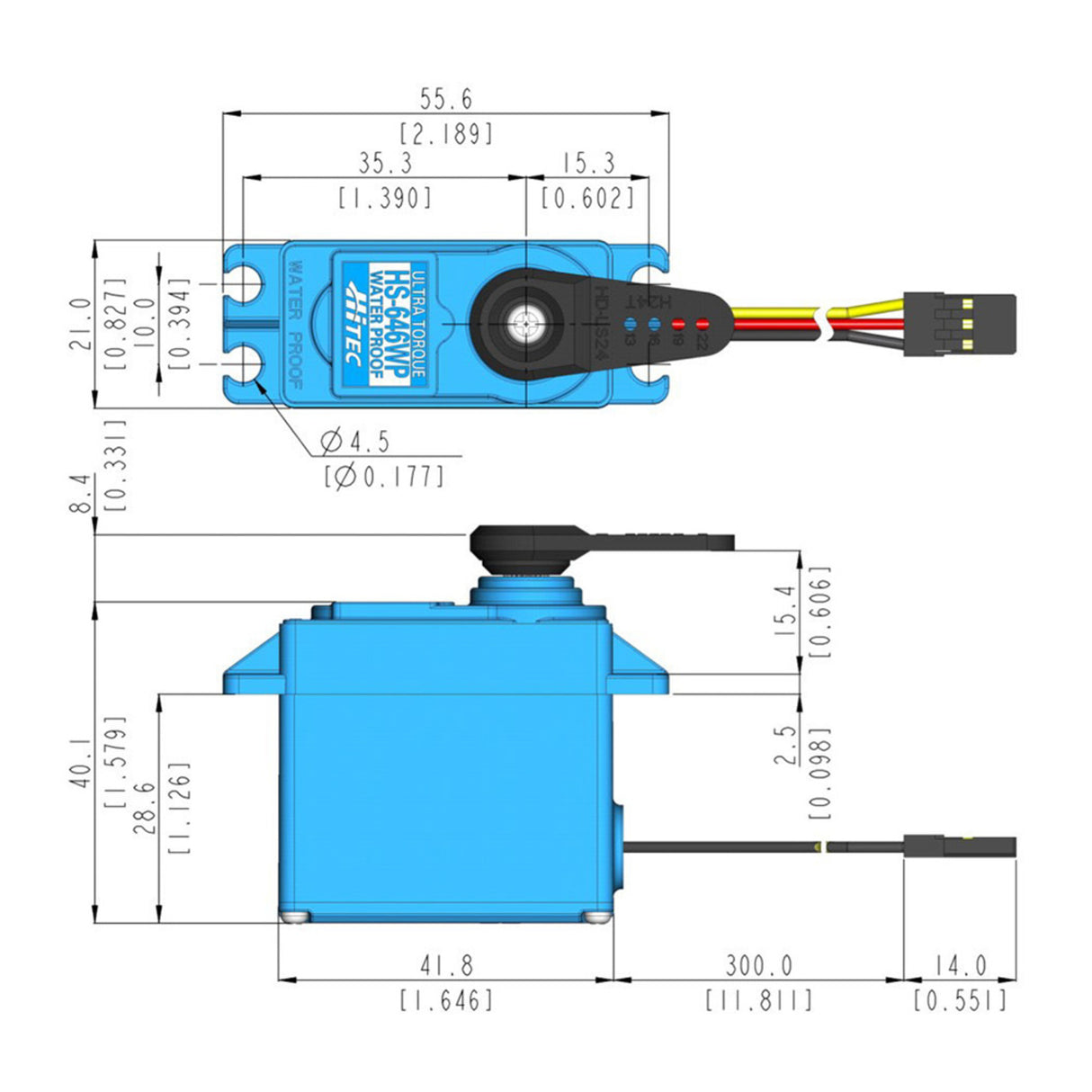 HS-646WP Standard Analogue Cored Servo 60g 11.6kg/0.17s 6.0V - 7.4V