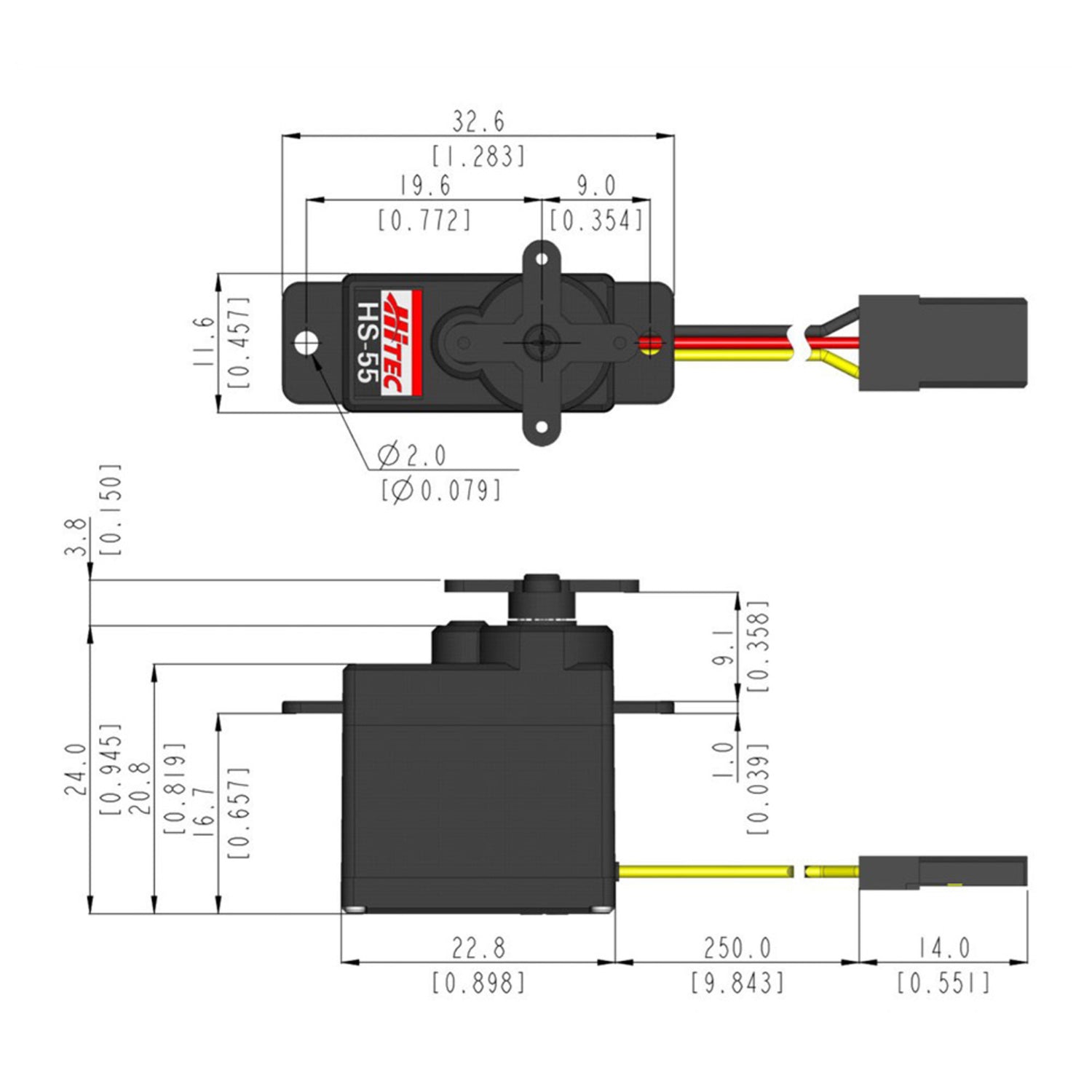 Hitec HS-55 Micro Servo Para Aeromodelismo – 22,8×11,6×24 Mm Y 8 G