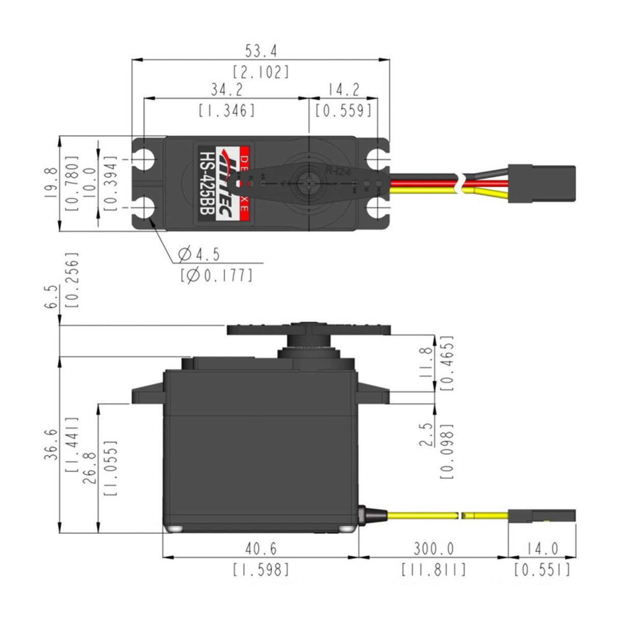 HS-425BB Standard Analogue Cored Servo 45.5g 4.1kg/0.16s 4.8V - 6.0V